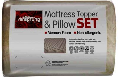 Airsprung Memory Foam Mattress Topper & Pillow Set - Single